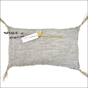 Lavender relaxation cushion in grey linen